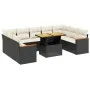 Gartensofa-Set 10-teilig mit schwarzen synthetischen Rattankissen von , Gartensets - Ref: Foro24-3273219, Preis: 614,11 €, Ra...