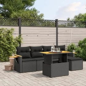 6-teiliges Gartensofa-Set und schwarze synthetische Rattankissen von , Gartensets - Ref: Foro24-3273491, Preis: 404,72 €, Rab...