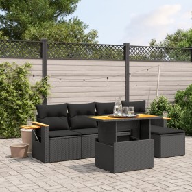 Set de sofás de jardín 6 piezas y cojines ratán sintético negro de , Conjuntos de jardín - Ref: Foro24-3273491, Precio: 398,3...