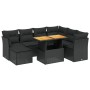 Set de sofás de jardín 8 piezas y cojines ratán sintético negro
