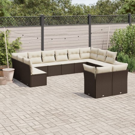 Gartensofa- und Kissenset 12-teilig aus braunem synthetischem Rattan von , Gartensets - Ref: Foro24-3250272, Preis: 787,32 €,...