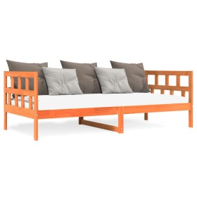 Sofá cama de madera maciza de pino marrón cera 90x200 cm