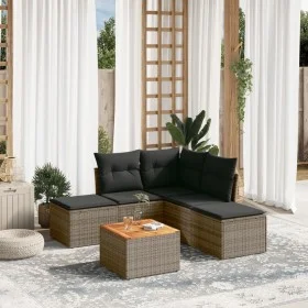 6-piece garden furniture set and gray synthetic rattan cushions by , Garden sets - Ref: Foro24-3256004, Price: 317,33 €, Disc...