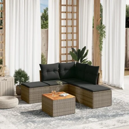 6-teiliges Gartenmöbel-Set und graue synthetische Rattankissen von , Gartensets - Ref: Foro24-3256004, Preis: 317,33 €, Rabat...