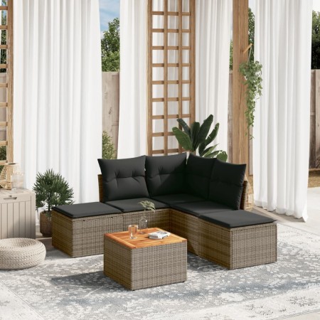 6-teiliges Gartenmöbel-Set und graue synthetische Rattankissen von , Gartensets - Ref: Foro24-3256004, Preis: 316,81 €, Rabat...