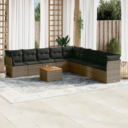 10-piece garden sofa set with gray synthetic rattan cushions by , Garden sets - Ref: Foro24-3256025, Price: 573,14 €, Discoun...