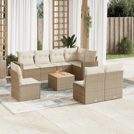 9-piece garden sofa set with beige synthetic rattan cushions by , Garden sets - Ref: Foro24-3256492, Price: 588,24 €, Discoun...