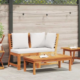 Muebles de jardín 3 pzas madera maciza de acacia cojines crema