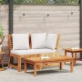 Muebles de jardín 3 pzas madera maciza de acacia cojines crema