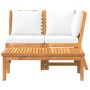 Muebles de jardín 3 pzas madera maciza de acacia cojines crema