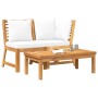 Muebles de jardín 3 pzas madera maciza de acacia cojines crema