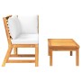 Muebles de jardín 3 pzas madera maciza de acacia cojines crema