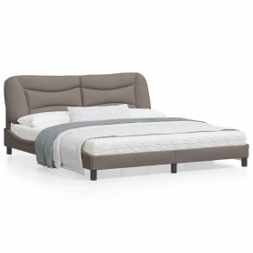 Estructura de cama con luces LED tela gris taupe 180x200 cm