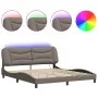Bed frame with LED lights taupe gray fabric 180x200 cm by , Beds and slatted bases - Ref: Foro24-3213722, Price: 270,24 €, Di...