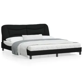Bed frame with LED lights black fabric 180x200 cm by , Beds and slatted bases - Ref: Foro24-3213720, Price: 258,95 €, Discoun...