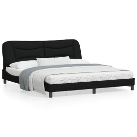 Bettgestell mit LED-Leuchten, schwarzer Stoff, 180 x 200 cm von , Betten und Lattenroste - Ref: Foro24-3213720, Preis: 261,84...