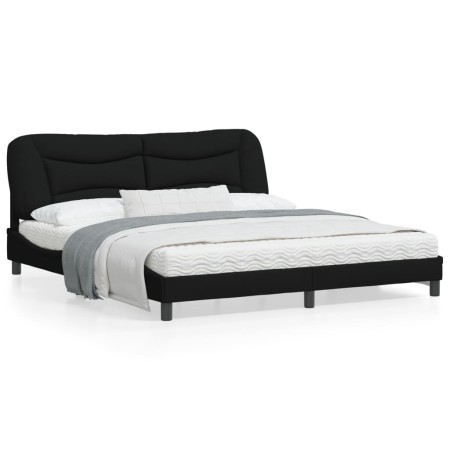 Bed frame with LED lights black fabric 180x200 cm by , Beds and slatted bases - Ref: Foro24-3213720, Price: 260,40 €, Discoun...