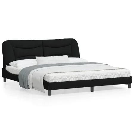 Estructura de cama con luces LED tela negro 180x200 cm de , Camas y somieres - Ref: Foro24-3213720, Precio: 257,78 €, Descuen...