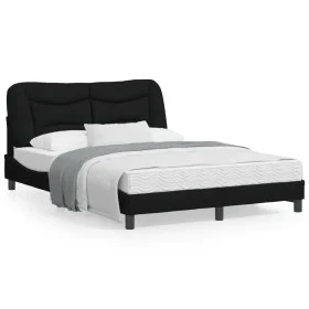 Bed frame with LED lights black fabric 140x190 cm by , Beds and slatted bases - Ref: Foro24-3213699, Price: 222,68 €, Discoun...