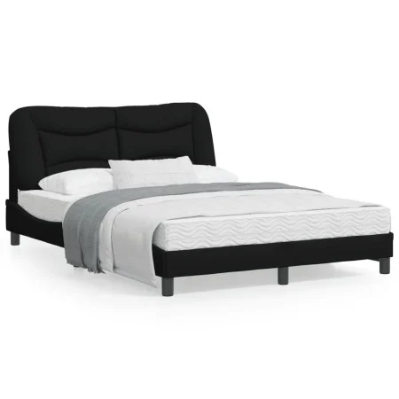 Bed frame with LED lights black fabric 140x190 cm by , Beds and slatted bases - Ref: Foro24-3213699, Price: 222,68 €, Discoun...
