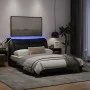 Bed frame with LED lights black fabric 140x190 cm by , Beds and slatted bases - Ref: Foro24-3213699, Price: 222,68 €, Discoun...