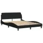 Bed frame with LED lights black fabric 140x190 cm by , Beds and slatted bases - Ref: Foro24-3213699, Price: 222,68 €, Discoun...