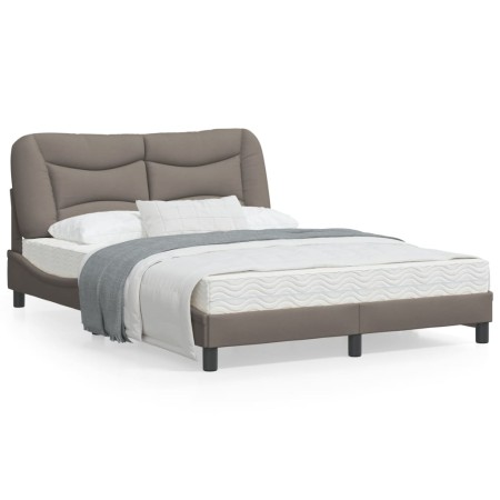 Bed frame with LED lights taupe gray fabric 140x190 cm by , Beds and slatted bases - Ref: Foro24-3213701, Price: 227,15 €, Di...