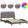 Bed frame with LED lights taupe gray fabric 140x190 cm by , Beds and slatted bases - Ref: Foro24-3213701, Price: 227,15 €, Di...