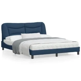 Bed frame with LED lights blue fabric 160x200 cm by , Beds and slatted bases - Ref: Foro24-3213717, Price: 273,50 €, Discount: %