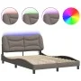 Bed frame with LED lights taupe gray fabric 140x200 cm by , Beds and slatted bases - Ref: Foro24-3213708, Price: 247,11 €, Di...