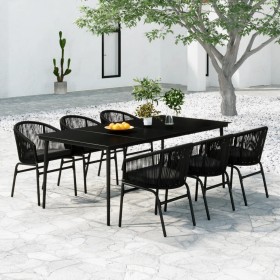 Juego de comedor para jardín 7 piezas negro de , Conjuntos de jardín - Ref: Foro24-3099243, Precio: 752,98 €, Descuento: %