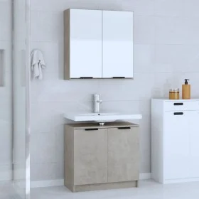2-teiliges Badezimmermöbelset aus betongrauem Sperrholz von , Badezimmermöbel - Ref: Foro24-3115863, Preis: 118,66 €, Rabatt: %