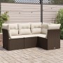 4-piece garden sofa set and brown synthetic rattan cushions by , Garden sets - Ref: Foro24-3249422, Price: 298,40 €, Discount: %
