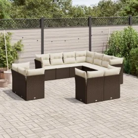 Gartensofa-Set 11-teilig mit braunen synthetischen Rattankissen von , Gartensets - Ref: Foro24-3250352, Preis: 845,54 €, Raba...