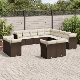 Garden sofa set with cushions 13 pieces brown PE rattan by , Garden sets - Ref: Foro24-3250392, Price: 969,38 €, Discount: %