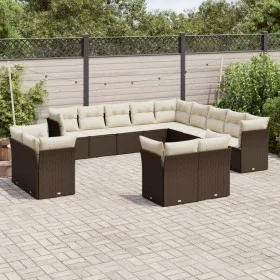 Garden sofa set with cushions 13 pieces brown PE rattan by , Garden sets - Ref: Foro24-3250392, Price: 954,09 €, Discount: %