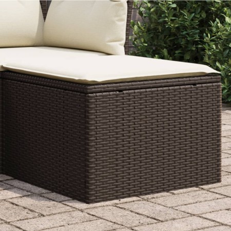 Taburete de jardín con cojín ratán sintético marrón 55x55x37 cm de , Otomanas de exterior - Ref: Foro24-366204, Precio: 51,50...