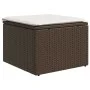 Gartenhocker mit braunem synthetischem Rattankissen 55x55x37 cm von , Hocker für den Außenbereich - Ref: Foro24-366204, Preis...