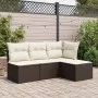 Gartenhocker mit braunem synthetischem Rattankissen 55x55x37 cm von , Hocker für den Außenbereich - Ref: Foro24-366204, Preis...