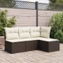 Taburete de jardín con cojín ratán sintético marrón 55x55x37 cm de , Otomanas de exterior - Ref: Foro24-366204, Precio: 51,50 €