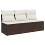 Garden sofa with cushions 3 seater brown synthetic rattan by , Outdoor sofas - Ref: Foro24-366219, Price: 151,98 €, Discount: %