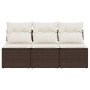 Garden sofa with cushions 3 seater brown synthetic rattan by , Outdoor sofas - Ref: Foro24-366219, Price: 151,98 €, Discount: %