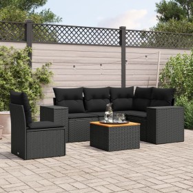 6-teiliges Gartensofa-Set und schwarze synthetische Rattankissen von , Gartensets - Ref: Foro24-3257777, Preis: 411,69 €, Rab...