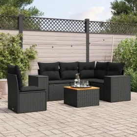 6-teiliges Gartensofa-Set und schwarze synthetische Rattankissen von , Gartensets - Ref: Foro24-3257777, Preis: 402,97 €, Rab...