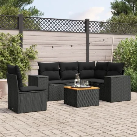6-piece garden sofa set and black synthetic rattan cushions by , Garden sets - Ref: Foro24-3257777, Price: 402,97 €, Discount: %