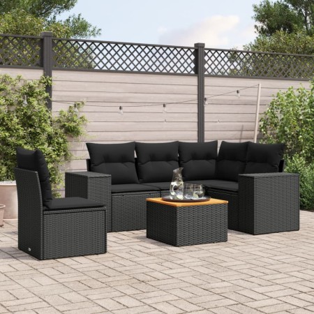 Set de sofás de jardín 6 piezas y cojines ratán sintético negro de , Conjuntos de jardín - Ref: Foro24-3257777, Precio: 412,0...