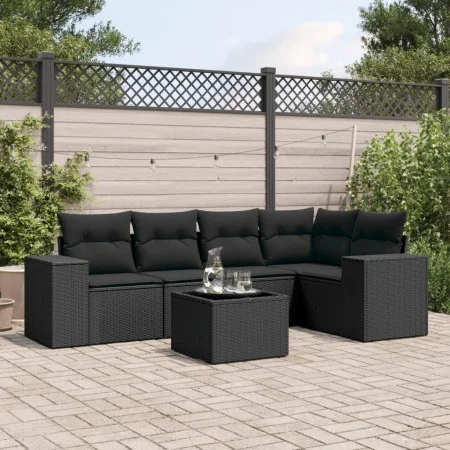 6-teiliges Gartensofa-Set und schwarze synthetische Rattankissen von , Gartensets - Ref: Foro24-3254872, Preis: 421,93 €, Rab...