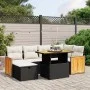 Set de comedor de jardín 7 pzas y cojines ratán sintético negro de , Conjuntos de jardín - Ref: Foro24-3276248, Precio: 454,9...