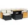 Set de comedor de jardín 7 pzas y cojines ratán sintético negro de , Conjuntos de jardín - Ref: Foro24-3276248, Precio: 454,9...