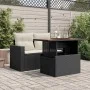 Garden table PE rattan and black acacia wood 100x55x73 cm by , Garden tables - Ref: Foro24-365976, Price: 92,17 €, Discount: %